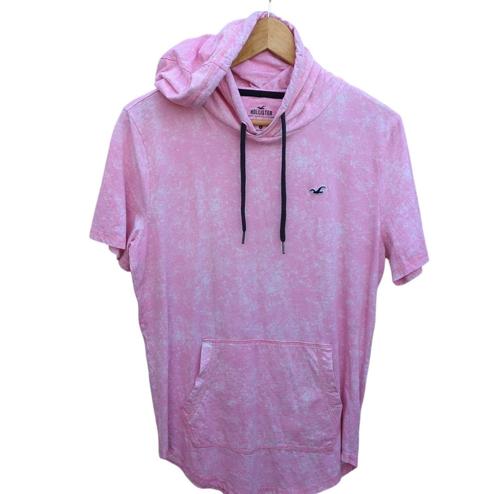 Hollister Women's Pink Hooded Tee Short Sleeve Logo Shirt. Small Size